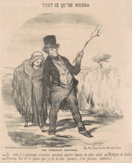 Une promenade conjugale, 19th century. Creator: Honore Daumier.