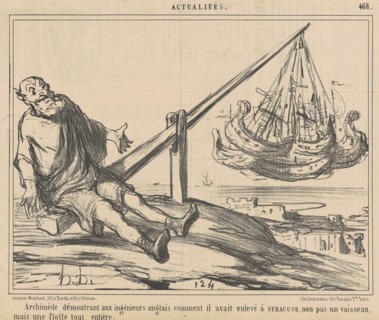 Archimède démontrant aux ingènieurs anglais ..., 19th century. Creator: Honore Daumier.