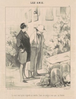 Le mari veut qu'on regarde sa couche ..., 19th century. Creator: Honore Daumier.