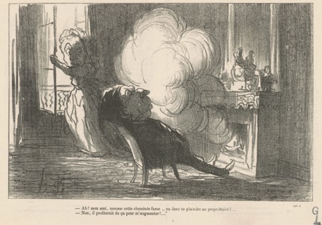 Ah! mon ami, comme cette cheminée fume ..., 19th century. Creator: Honore Daumier.