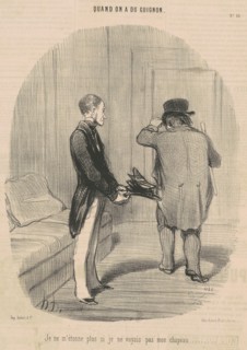 Quand on a du guignon. Je ne m'étonne plus si je ne voyais pas mon chapeau..., 1850. Creator: Honore Daumier.