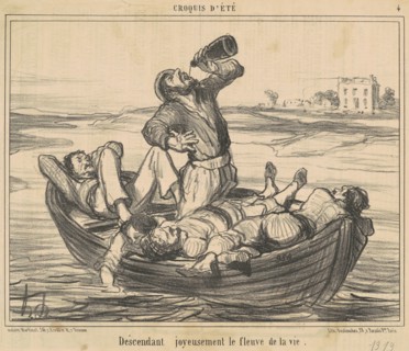 Descendant joyeusement le fleuve de la vie, 19th century. Creator: Honore Daumier.