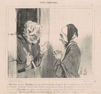 Mon Dieu! M'ame Bombec qué que vous avez attrapé?, 1842. Creator: Honore Daumier.