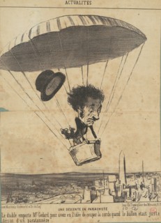 Une Descente en parachute, 19th century. Creator: Honore Daumier.