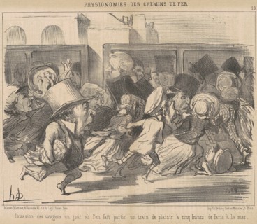 Invasion es wagons un jour ou l'on fait partir, 19th century. Creator: Honore Daumier.