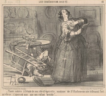 Toute entière a l'etude de son role ..., 19th century. Creator: Honore Daumier.