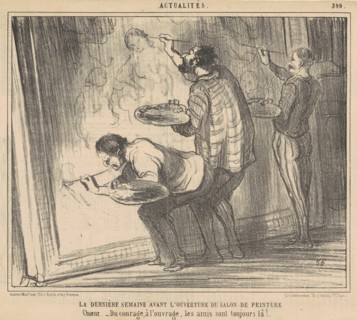 La dernière semaine avant l'ouverture du salon ..., 19th century. Creator: Honore Daumier.