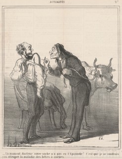 Un moment ... votre vache n'a pas eu l'epizoodie? ..., 19th century. Creator: Honore Daumier.