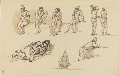 Eight Studies of Figures and a Ship at Sea. Creator: Claude-Joseph Vernet.