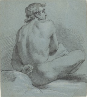 Seated Male Nude, probably 1786/1791. Creator: Samuel Woodforde.
