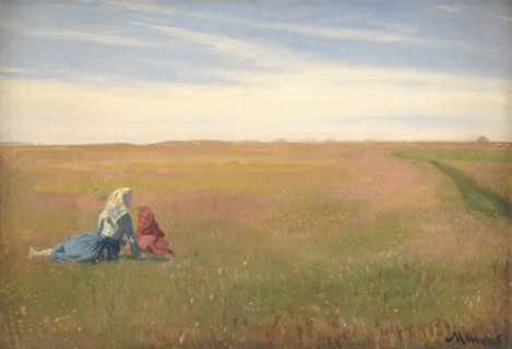 Two Girls in a Field. A Summer’s Day, 1885-1889. Creator: Michael Peter Ancher.