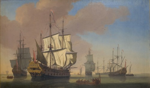 English Warships in a Roadstead in Calm Weather, 1677. Creator: Jan Karel Donatus van Beecq.