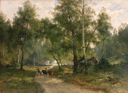 Beneath the Birches. Motif from Mälaren, 1870. Creator: Johan Edvard Bergh.