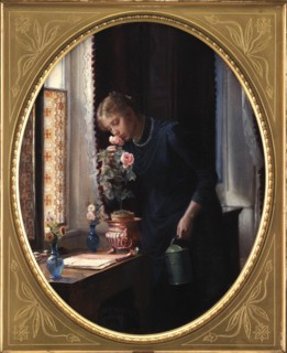 A Young Girl with a Rose, 1889. Creator: Carl Bloch.
