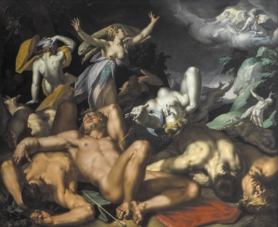 Apollo and Diana Punishing Niobe by Killing her Children, 1591. Creator: Abraham Bloemaert.