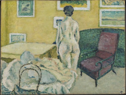 Interior with Standing Nude, 1908. Creator: Harald Giersing.