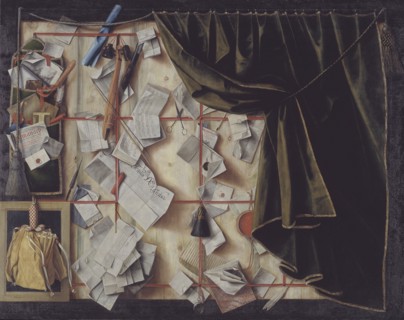 Trompe l'oeil of a Letter Rack with Proclamation by Frederik III, 1672. Creator: Cornelis Norbertus Gysbrechts.