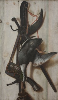 Trompe l'Oeil with Dead Duck and Hunting Implements, 1670-1674. Creator: Cornelis Norbertus Gysbrechts.