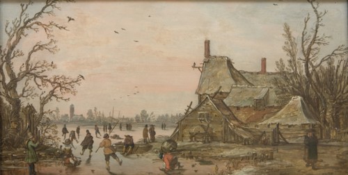 Winter Scene at a Farm, 1623-1626. Creators: Jan van Goyen, Esaias van de Velde.