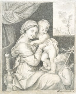 Trompe l'Oeil of a Framed Print of Mary with the Child;Virgin and Child, 1676-1695. Creator: Franz de Hamilton.