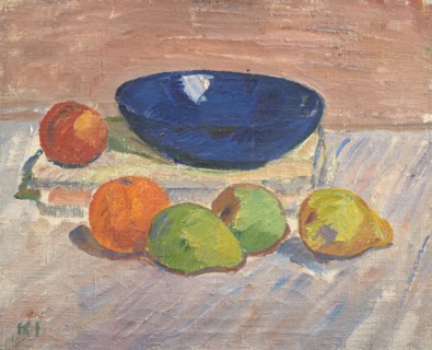 Still Life with Blue Bowl and Fruits, 1910-1911. Creator: Karl Isakson.