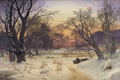 Winter Night in a Forest, 1853. Creator: Vilhelm Kyhn.
