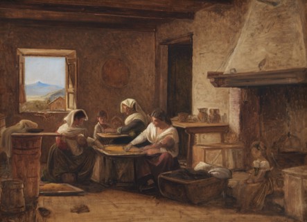 Women Working in the Kitchen of a Farmhouse near Olevano, Italy, 1845-1848. Creator: Wilhelm Marstrand.