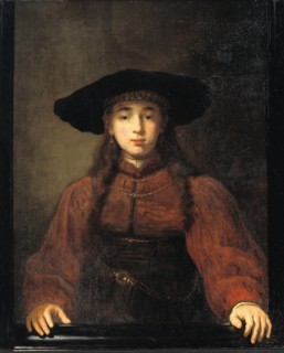 A Young Woman Resting her Hands on the Picture Frame, 1641. Creator: Workshop of Rembrandt.
