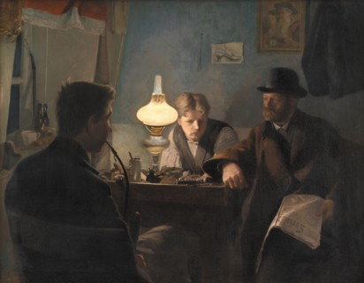 A Visit to a Cobbler's Workshop;A Visit to the Shoemaker's Shop, 1885. Creator: Laurits Andersen Ring.