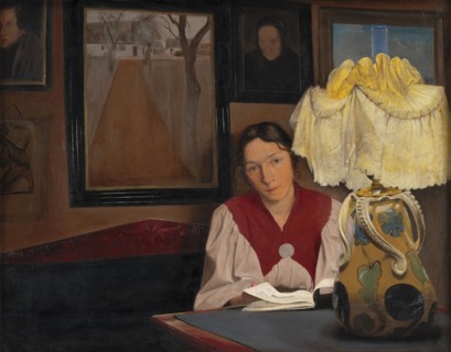 The Artist's Wife by Lamplight, 1898. Creator: Laurits Andersen Ring.