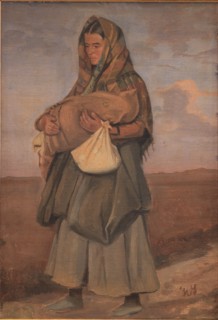 Tater woman with her child on the heath, 1854-1917. Creator: Hans Smidth.