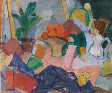 Still Life with Oranges in a Basket, 1923. Creator: Edvard Weie.