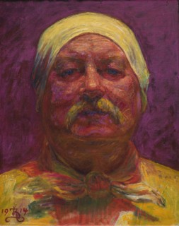 Self-portrait by Lamplight, 1914. Creator: Kristian Zahrtmann.
