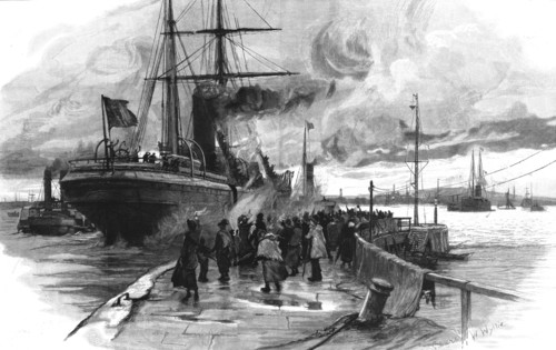 ''"Cheer Boys Cheer" -- An Emigrant Ship Leaving Harbour.', 1891. Creator: Charles William Wyllie.