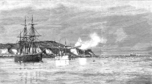 ' The Civil War in Chili, Forts Valdiva and Yerbas at Valparaiso firing on the Rebel Cong...', 1891. Creator: Unknown.