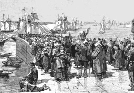 ''The Newfoundland Cod Fishery; The Fishing-Fleet Leaving for the Banks', 1891. Creator: Unknown.
