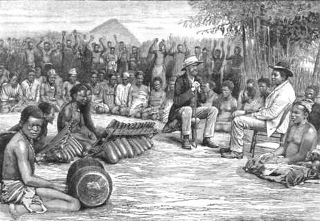 'The Palaver between Lewanika and Mr. F.E. Lochner; acting on behalf of The British South...', 1891. Creator: Unknown.