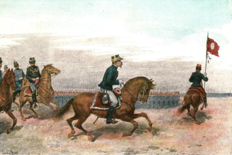'The Manoeuvres of the Japanese Army before His Majesty the Mikado; The Mikado Reviewing...', 1891. Creator: Unknown.