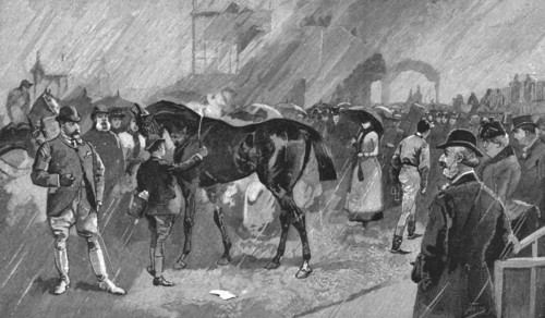 ''The Newmarket October Meeting -- The Birdcage on a Rainy Day', 1891. Creator: Unknown.