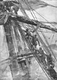 '' Aground -- The Crew take to the Rigging', 1891. Creator: Frank Brangwyn.