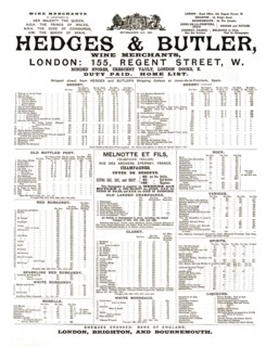 ''Hedges and Butler Wine Merchants', 1891. Creator: Unknown.