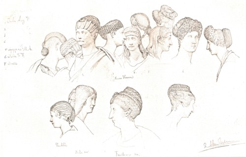 'Studies of Roman Headdresses in the Uffizi Museum Florence', c1880-83. Creator: Sir Lawrence Alma-Tadema.