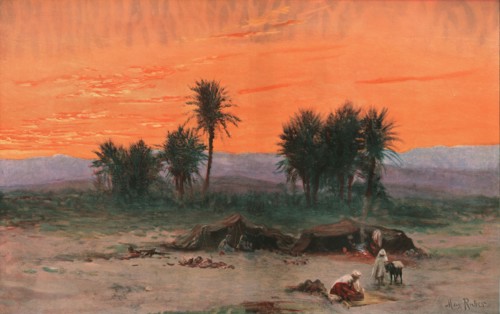 ''L'oasis de Biskra au soleil couchant; Afrique du nord', 1914. Creator: Max Raber.