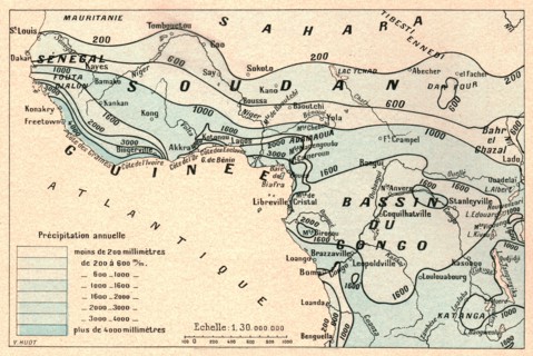 ''Carte des pluies; L'Ouest Africain', 1914. Creator: Unknown.