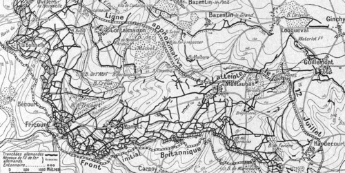 'La Guerre 20-26 juillet 1916; cartes des ouvrages allemands d'Ovillers a Hardecourt, 1916. Creator: Unknown.