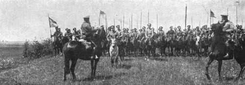 'Sur le front Russe; le colonel commandant les eclaireurs cosaques', 1916 Creator: Unknown.