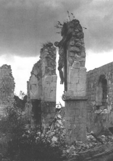 'Le Christ aux ruines; La nef, envahie deja par les plantes sauvages, d'une eglise', 1916. Creator: Unknown.