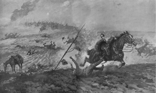 ''Le Role de la Cavalerie; Dragons Francais Chargeant des Uhlans', 1914. Creator: Georges Bertin Scott.