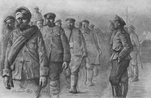 'La Campagne Macedonienne; Une recontre pres de Salonique; des prisonniers bulgares..., 1916. Creator: Vladimir Betzitch.