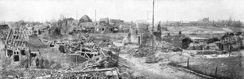 'La reprise de Vermelles; Le village de Vermelles emporte maison par maison', 1914. Creator: Unknown.